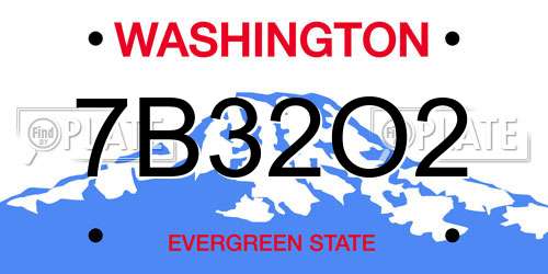 7B32O2 Washington License Plate