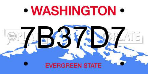 7B37D7 Washington License Plate