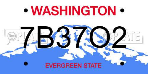 7B37O2 Washington License Plate