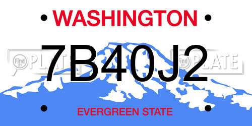 7B40J2 Washington License Plate