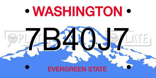 7B40J7 Washington License Plate