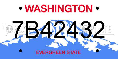 7B42432 Washington License Plate
