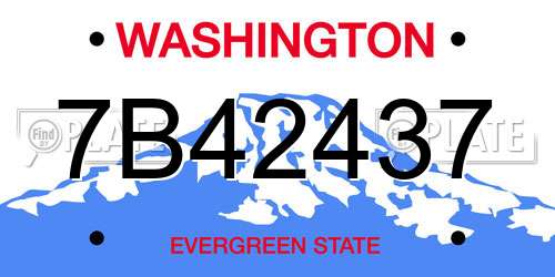 7B42437 Washington License Plate