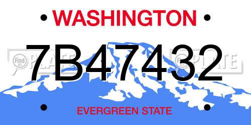 7B47432 Washington License Plate