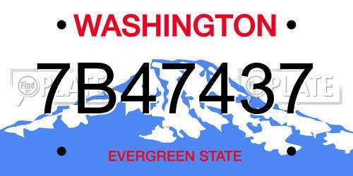 7B47437 Washington License Plate