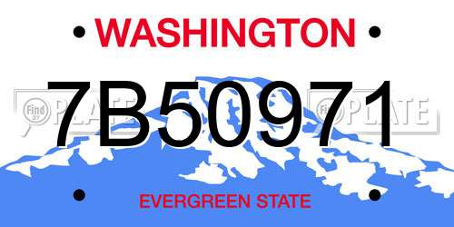 7B50971 Washington License Plate