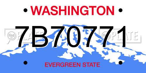7B70771 Washington License Plate