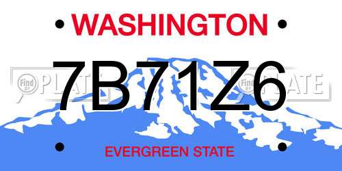 7B71Z6 Washington License Plate