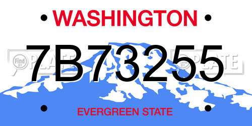 7B73255 Washington License Plate