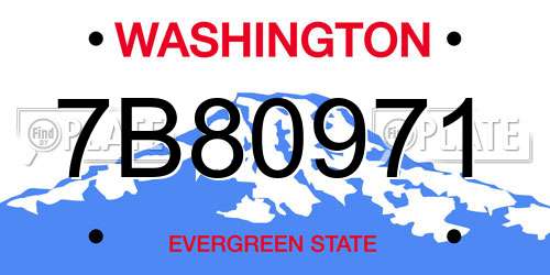 7B80971 Washington License Plate