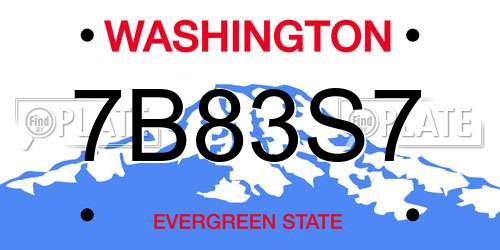7B83S7 Washington License Plate