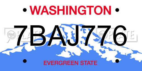 7BAJ776 Washington License Plate