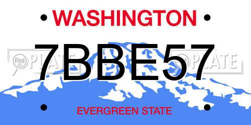7BBE57 Washington License Plate