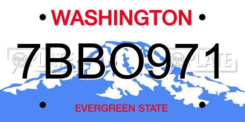 7BBO971 Washington License Plate
