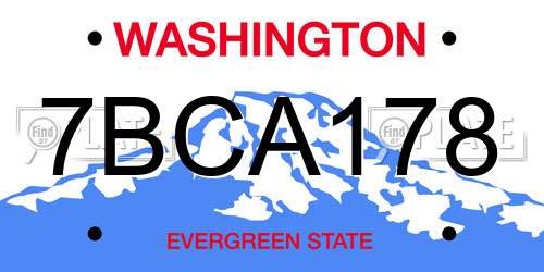 7BCA178 Washington License Plate
