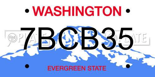 7BCB35 Washington License Plate