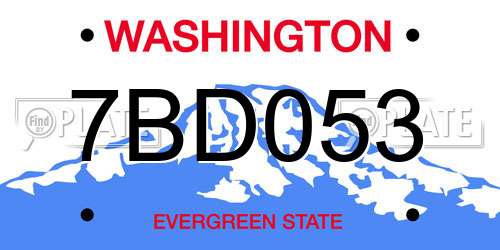 7BD053 Washington License Plate