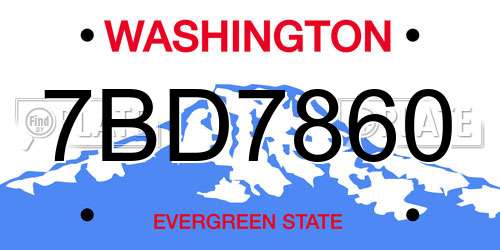 7BD7860 Washington License Plate