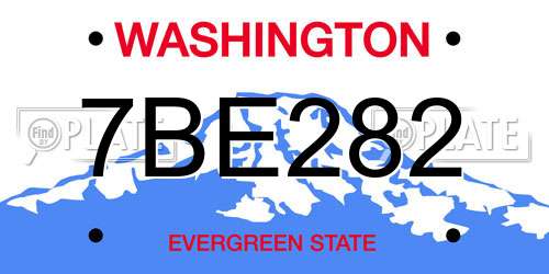 7BE282 Washington License Plate