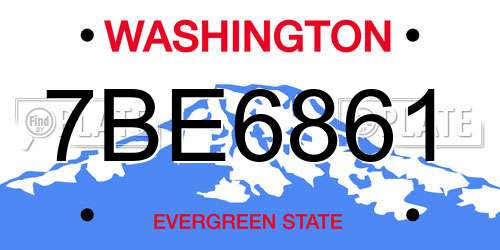 7BE6861 Washington License Plate