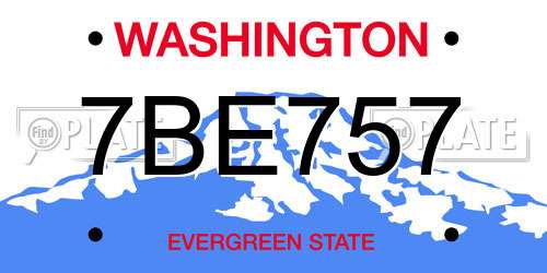 7BE757 Washington License Plate