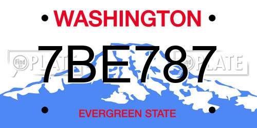 7BE787 Washington License Plate