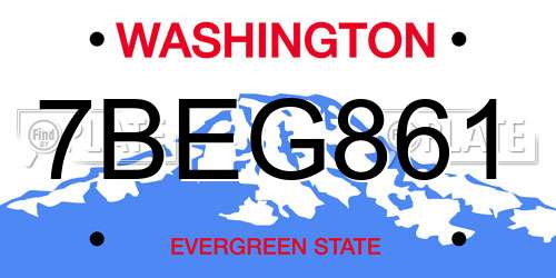 7BEG861 Washington License Plate