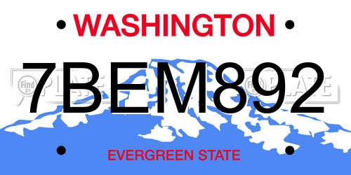 7BEM892 Washington License Plate