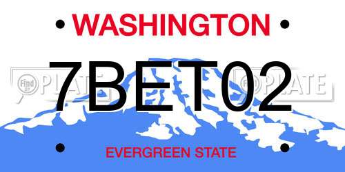 7BET02 Washington License Plate