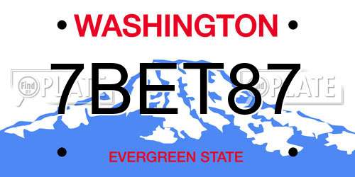7BET87 Washington License Plate