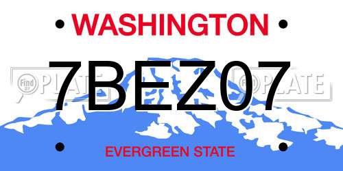7BEZ07 Washington License Plate
