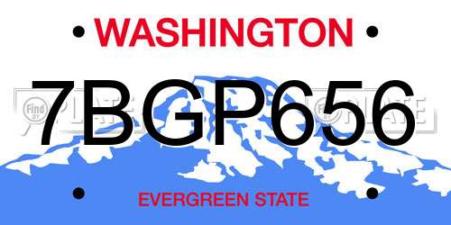 7BGP656 Washington License Plate