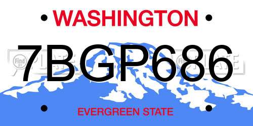 7BGP686 Washington License Plate
