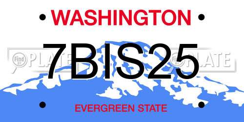 7BIS25 Washington License Plate