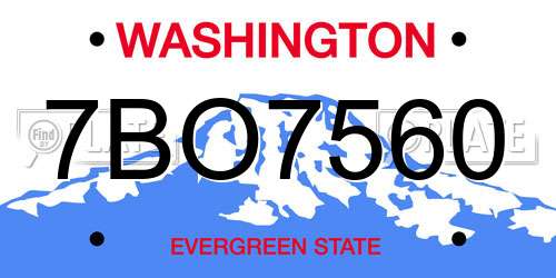 7BO7560 Washington License Plate