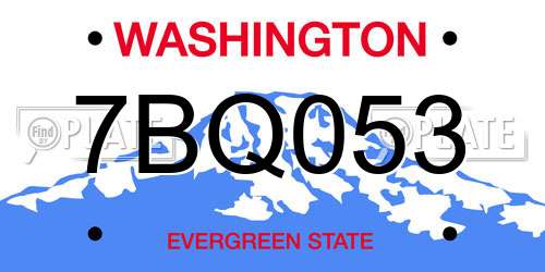 7BQ053 Washington License Plate