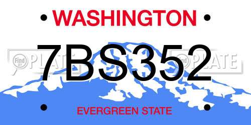 7BS352 Washington License Plate