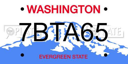 7BTA65 Washington License Plate