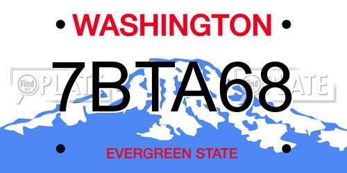 7BTA68 Washington License Plate