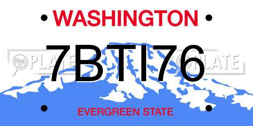 7BTI76 Washington License Plate