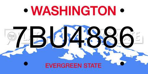 7BU4886 Washington License Plate
