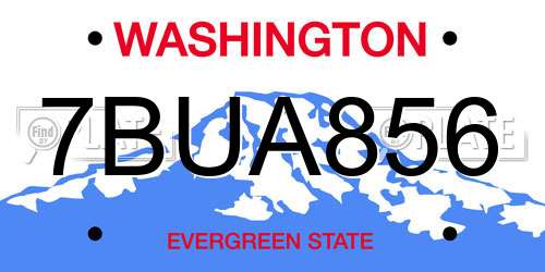7BUA856 Washington License Plate