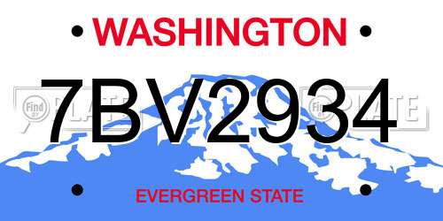 7BV2934 Washington License Plate