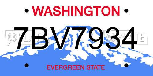 7BV7934 Washington License Plate