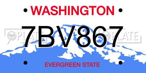 7BV867 Washington License Plate