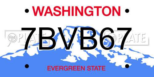 7BVB67 Washington License Plate