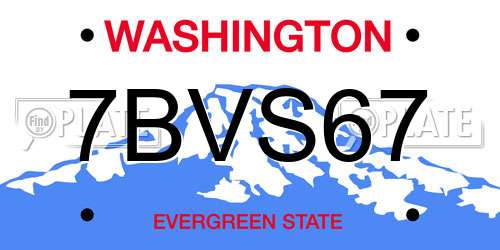 7BVS67 Washington License Plate