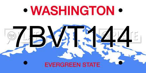 7BVT144 Washington License Plate