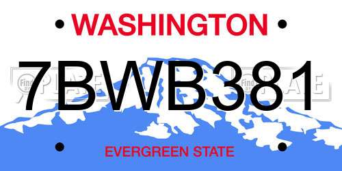 7BWB381 Washington License Plate