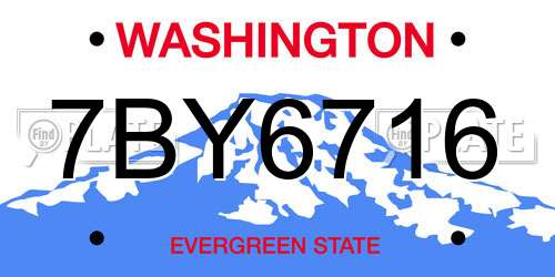 7BY6716 Washington License Plate
